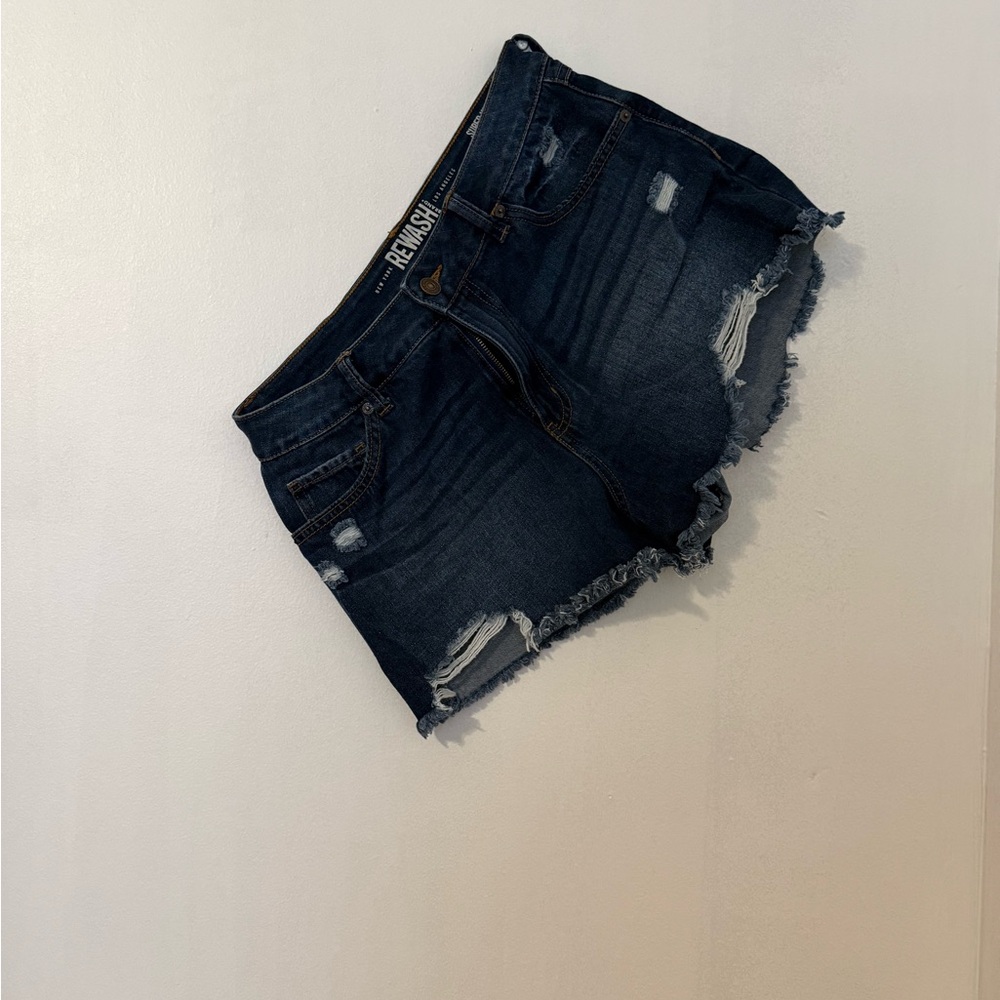 Hollister Women's Frayed Jean Shorts - Dark Blue